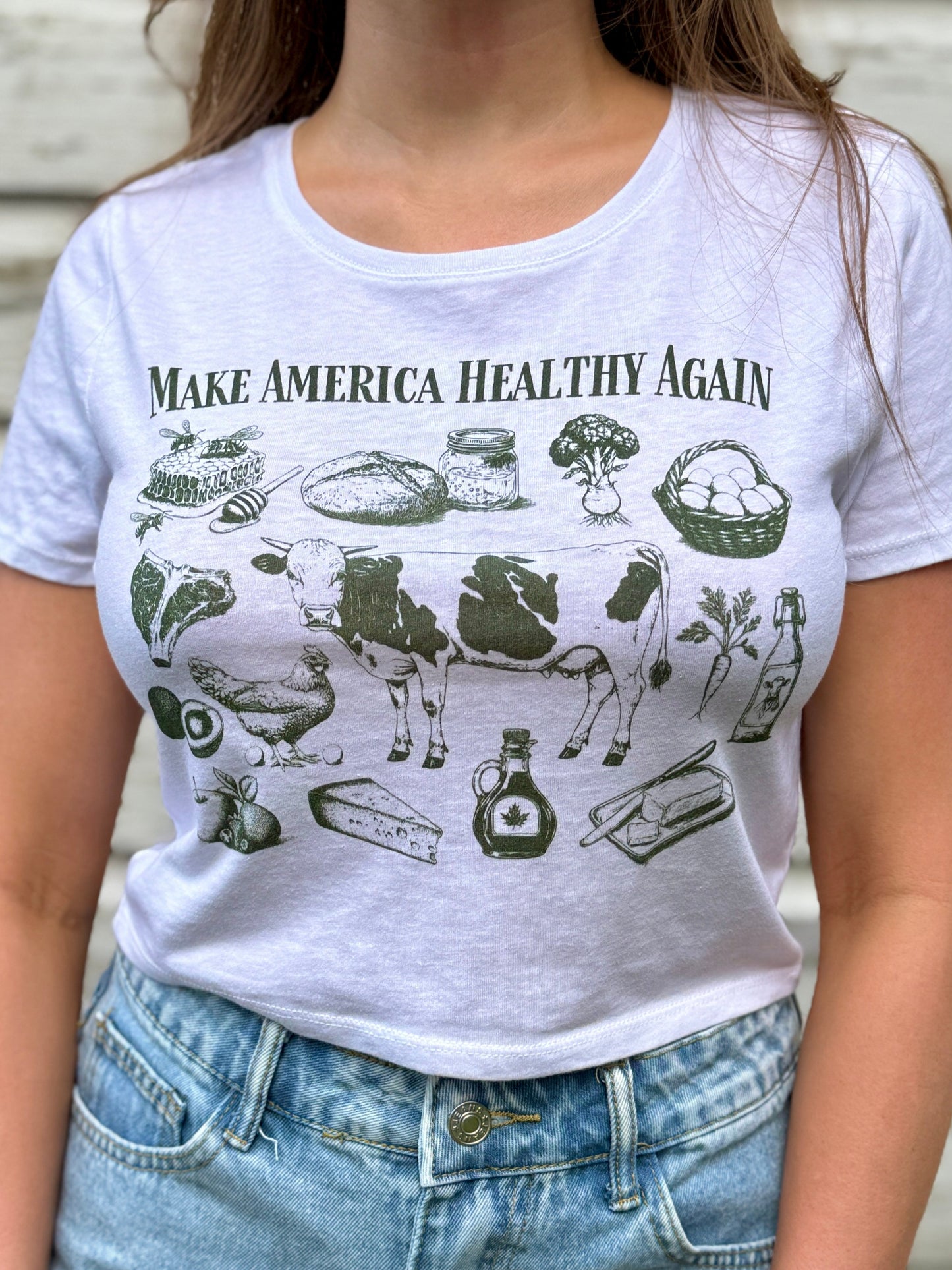 MAHA Collage Fitted Crop Top (White)