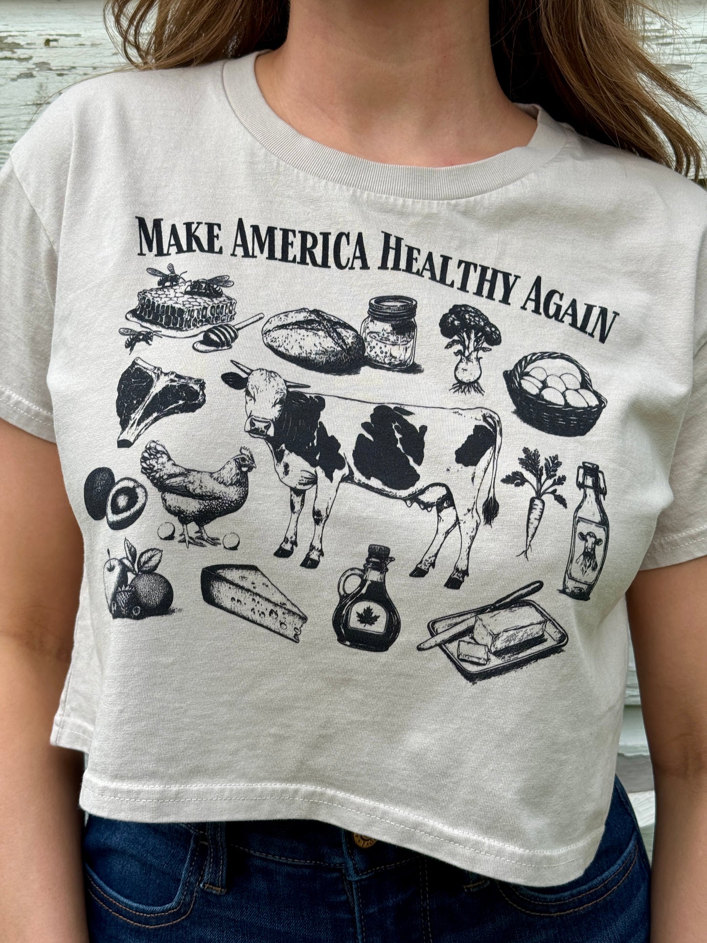 Make America Healthy Again Collage - Crop Top (Ecru)