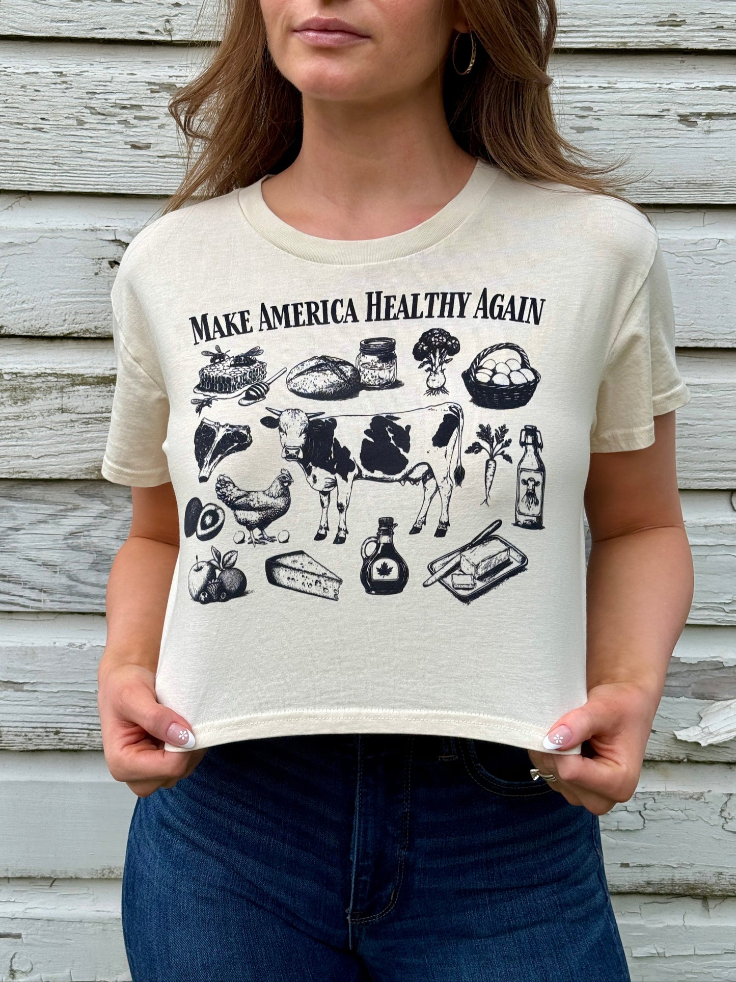 Make America Healthy Again Collage - Crop Top (Ecru)