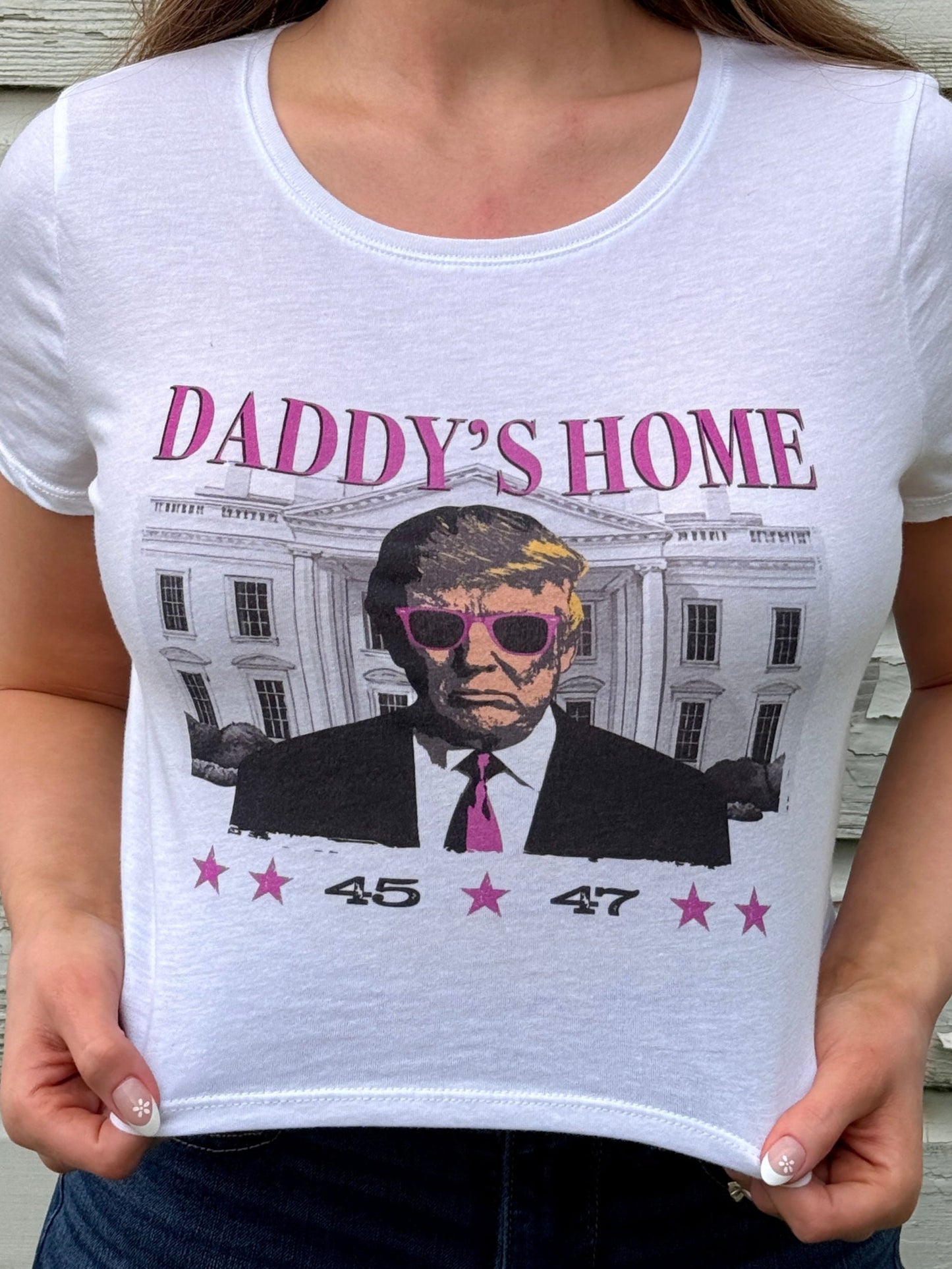 Daddy's Home Crop Top - White