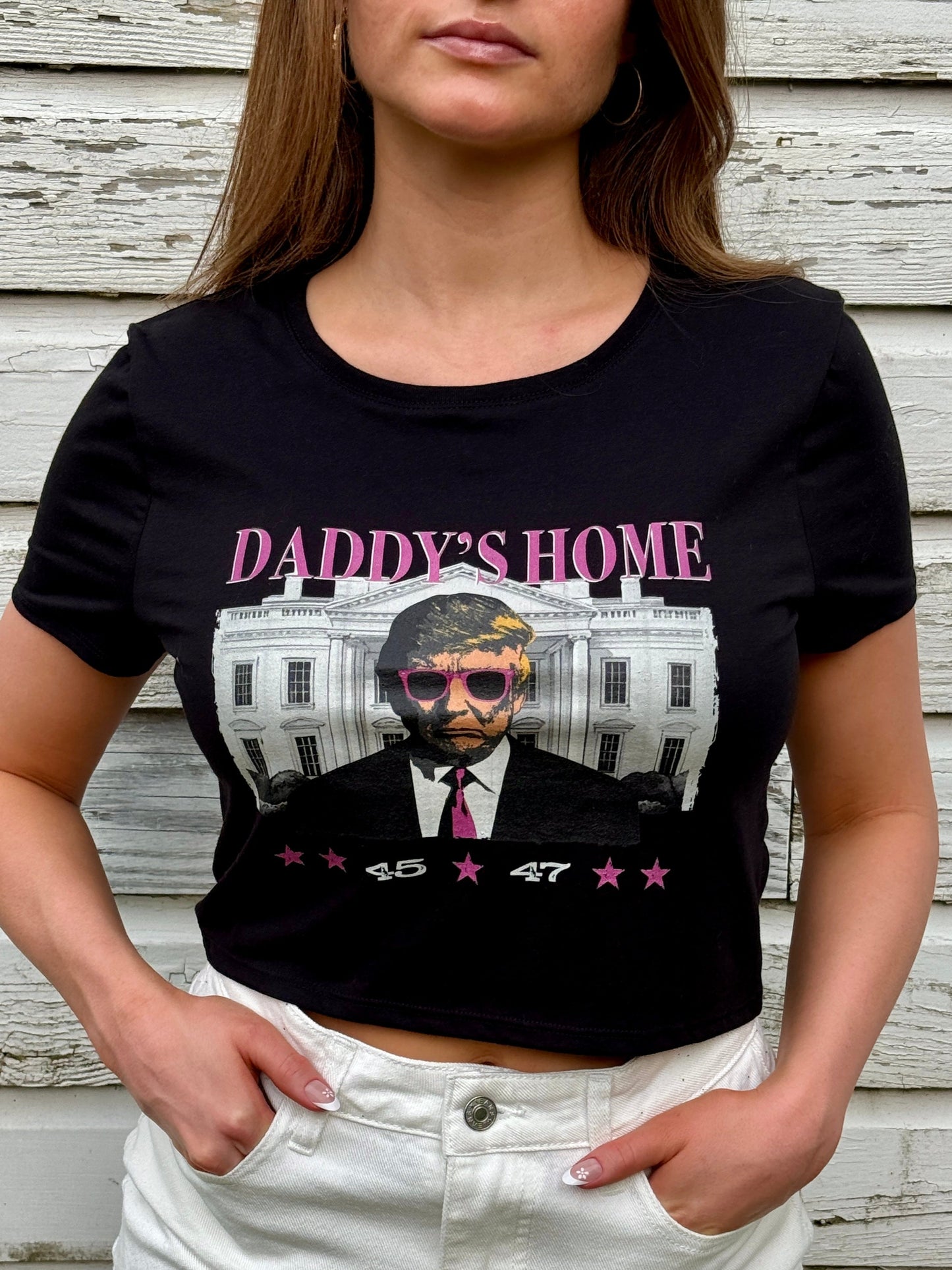 Daddy's Home Crop Top - Black