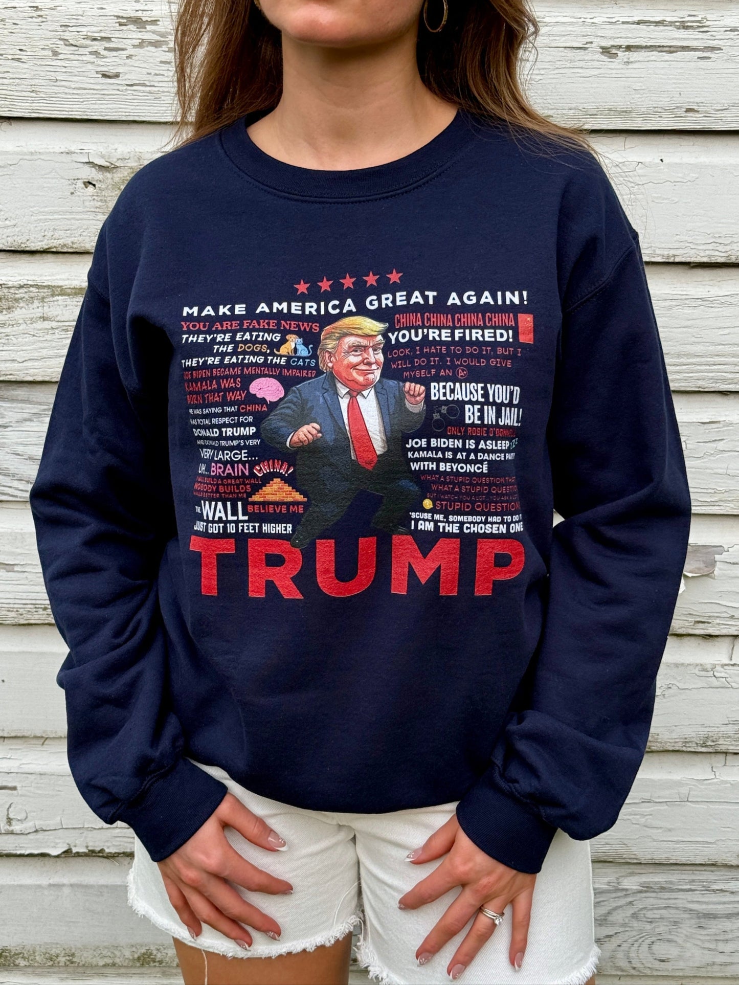 Women's Trump Quotes Sweatshirt - Navy