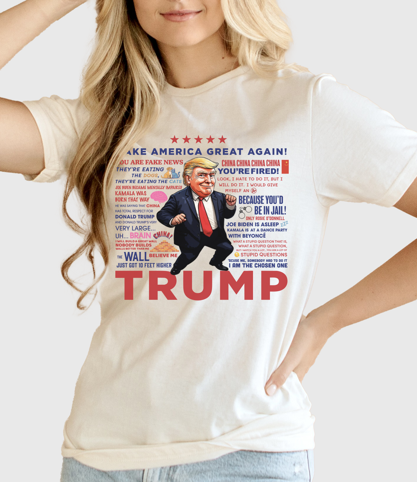 Trump Quotes T-shirt - Vintage White