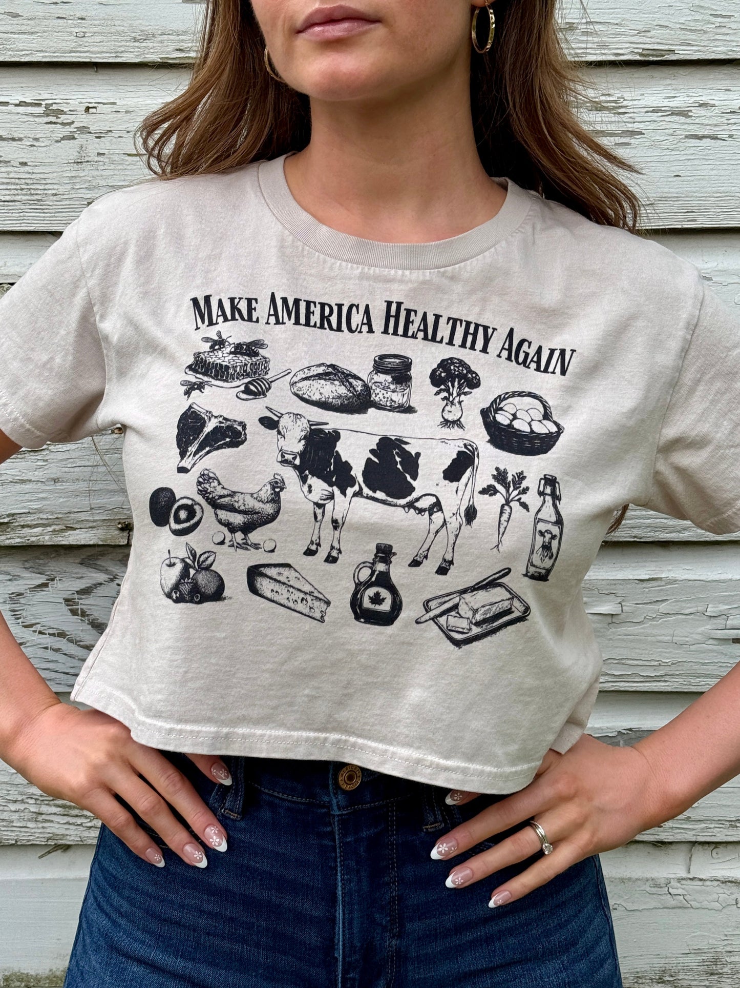 Make America Healthy Again Collage - Crop Top (Bone)