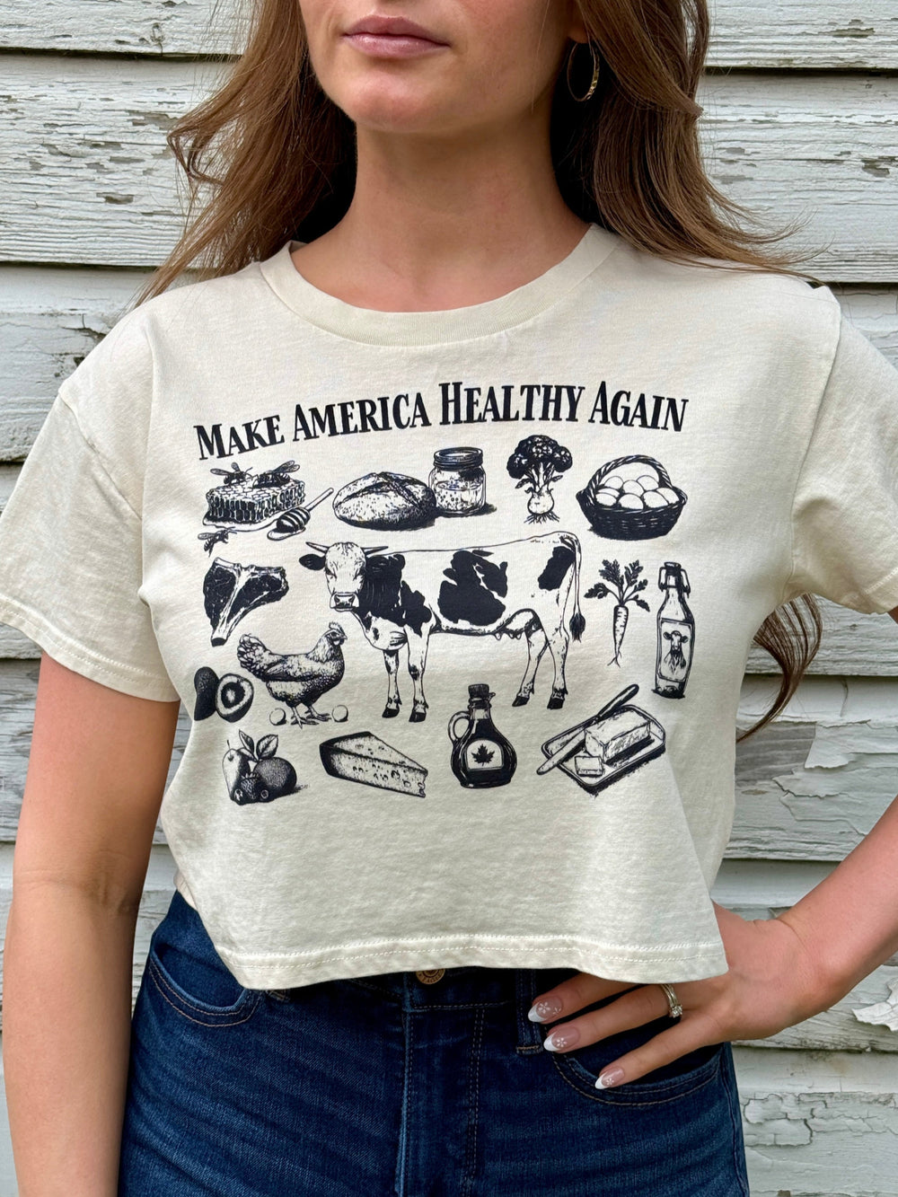 Make America Healthy Again Collage - Crop Top (Ecru)