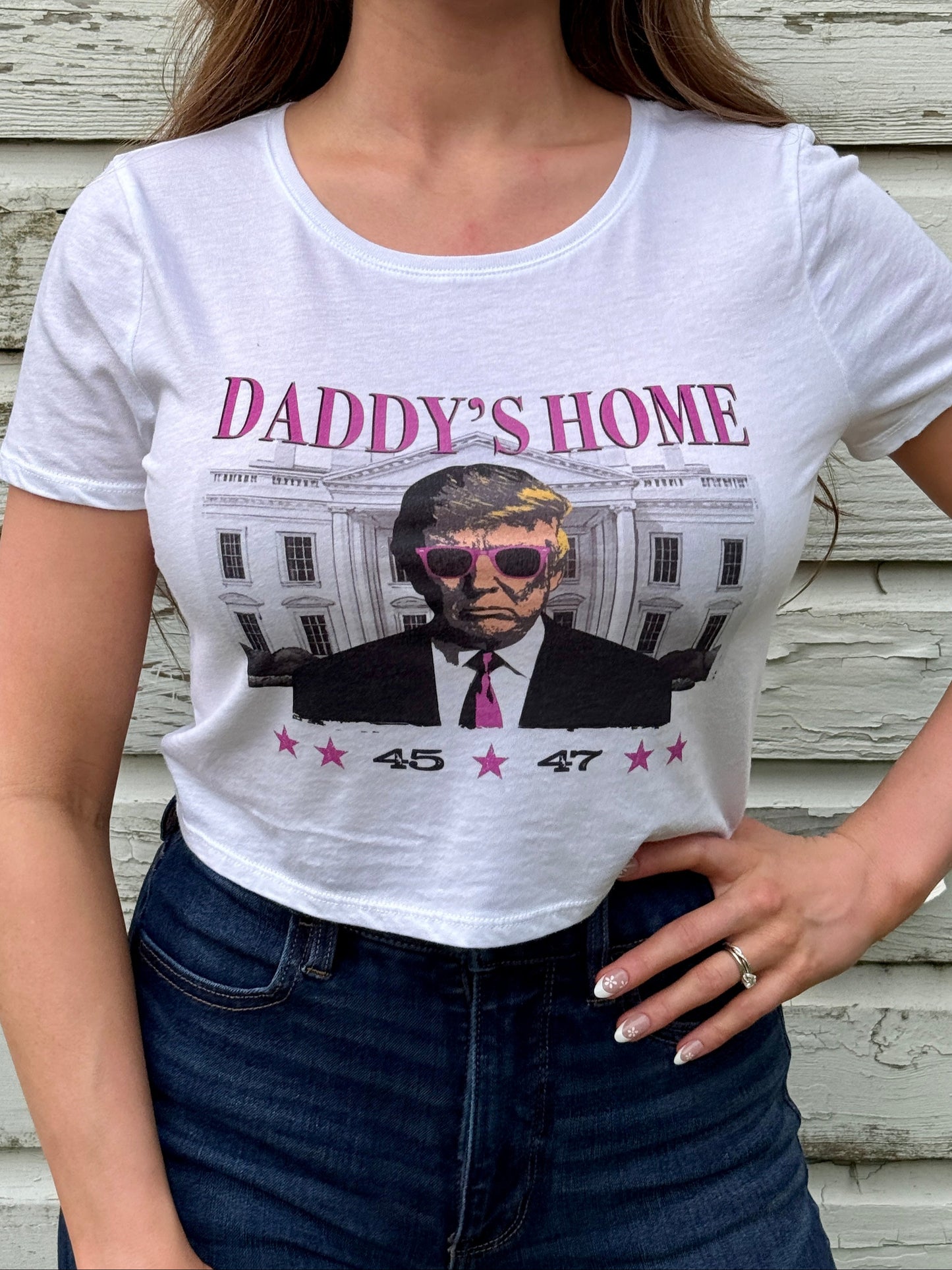 Daddy's Home Crop Top - White