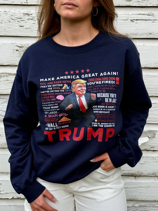 Women's Trump Quotes Sweatshirt - Navy